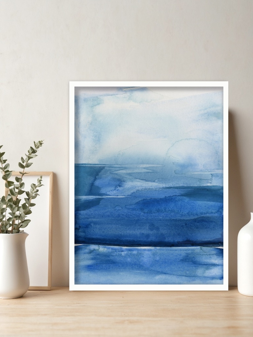 Original Watercolor Abstract Painting, Blue Serene Art - Finding Tranquility 1